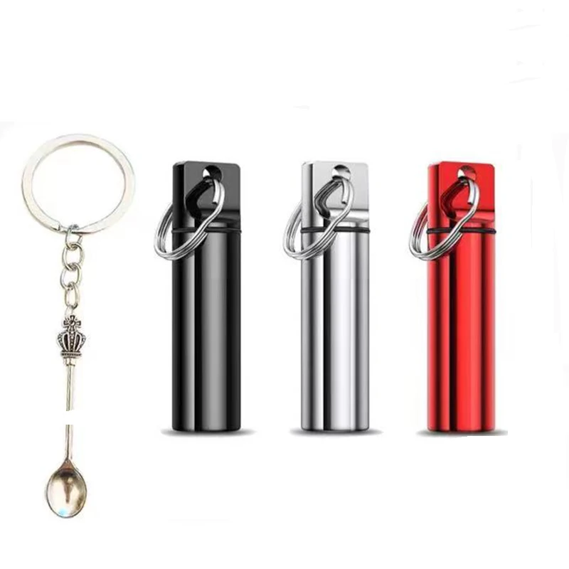 Aluminum Pill Box, Metal Waterproof Daily Keychain Pill Box Pocket Small Pill Case Container Pill Box Keyring Bottle With Snuff