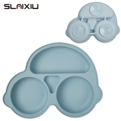Baby Silicone Dining Plate Kids Feeding Plate Sucker Bowl Solid car Face Children Dishes Toddler Training Tableware BPA FREE