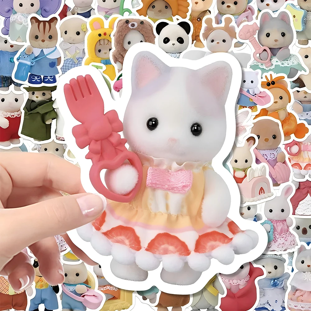 

10/30/55pcs Calico Critters Cartoon Stickers Kawaii Girl Kid Decal Toy DIY Suitcase Stationery Phone Fridge PVC Graffiti Sticker