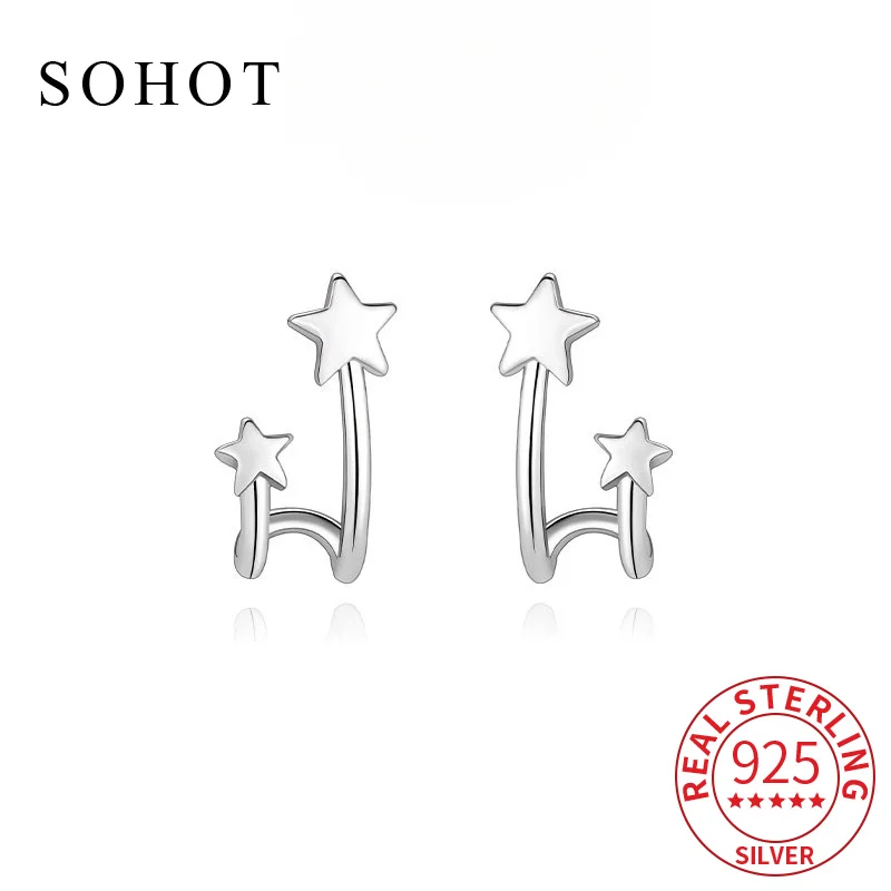 

Real 925 Sterling Silver Irregular Star Geometric Stud Earrings for Charming Women Fine Jewelry Minimalist Party Accessories