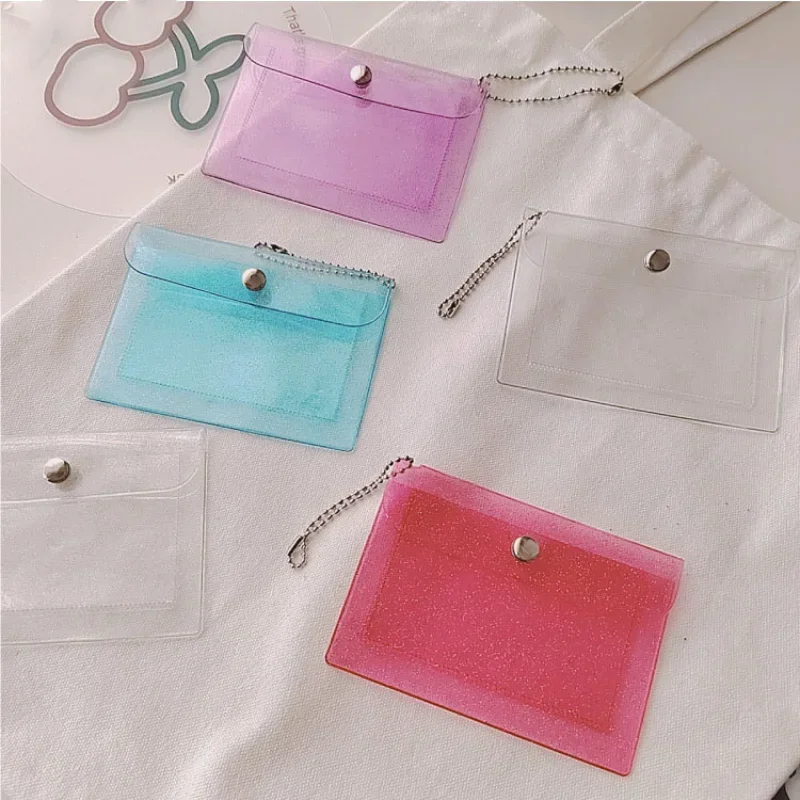 Ins Transparent Glitter Card Organizer Bags Waterproof PVC Cards Holder for Women Girls Business ID Credit Card Holder Wallet