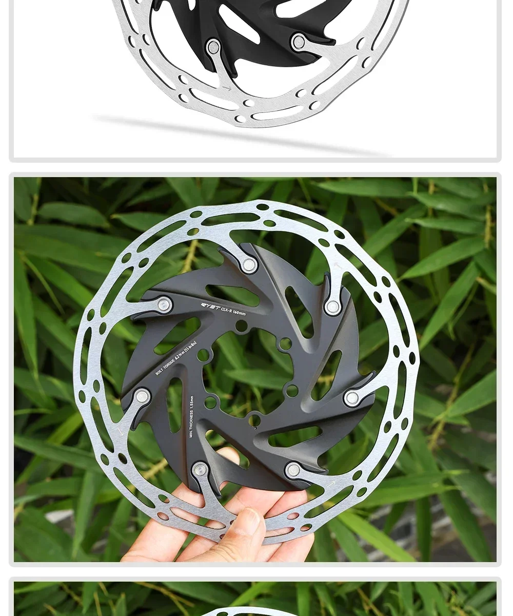 2025 RYET Fahrrad-Bremsscheiben, 6 Bolzen und Mittelsperre, 140 mm/160 mm, MTB, Rennrad, Fahrradteile, Scheibenbremsscheiben, Fahrradzubehör – Detail 10