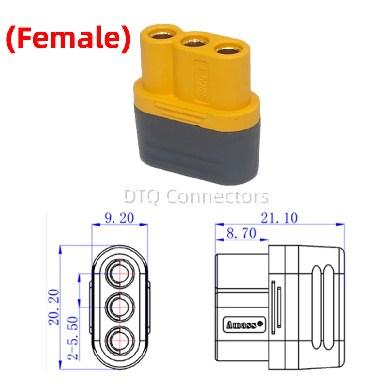 Amass MR60 Connector Brushless Motor motor ESC Male and Female Docking Terminal Toy Model Accessories 3-Pin Terminal Block