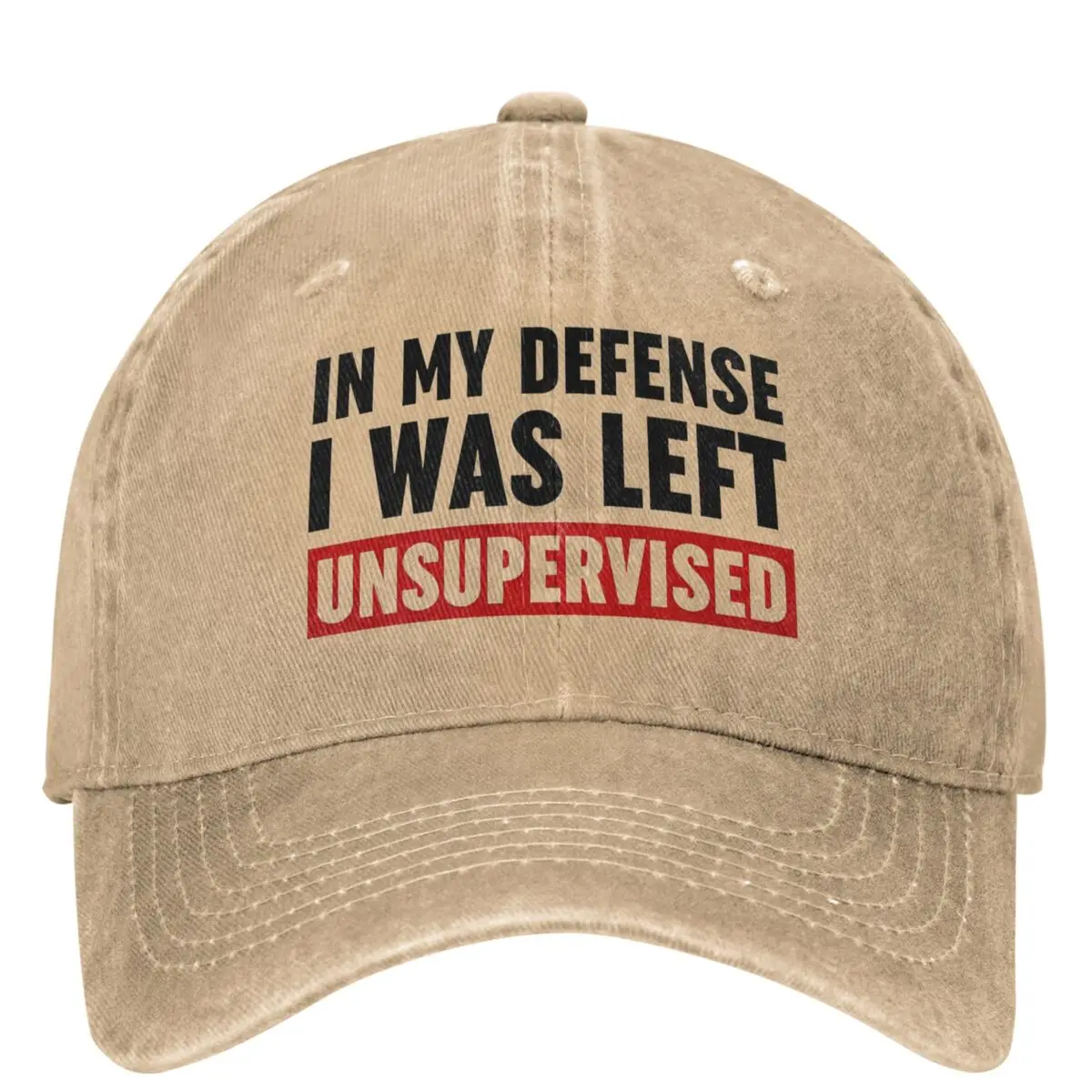 In My Defense I Was Left Unsupervised Merch Männer Frauen Baseball Caps Lustiges Zitat Caps Hut Vintage Outdoor Soft Trucker Hut