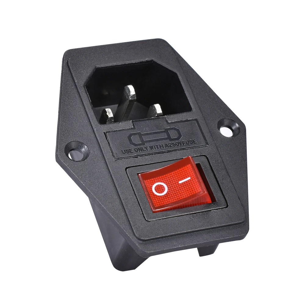 10A250V Einlassmodul Stecker Wippschalter Netzschalter AC Steckdose mit rotem Dreifach-Wippschalter Fused Modul Stecker für 3D-Teil – Detail 15