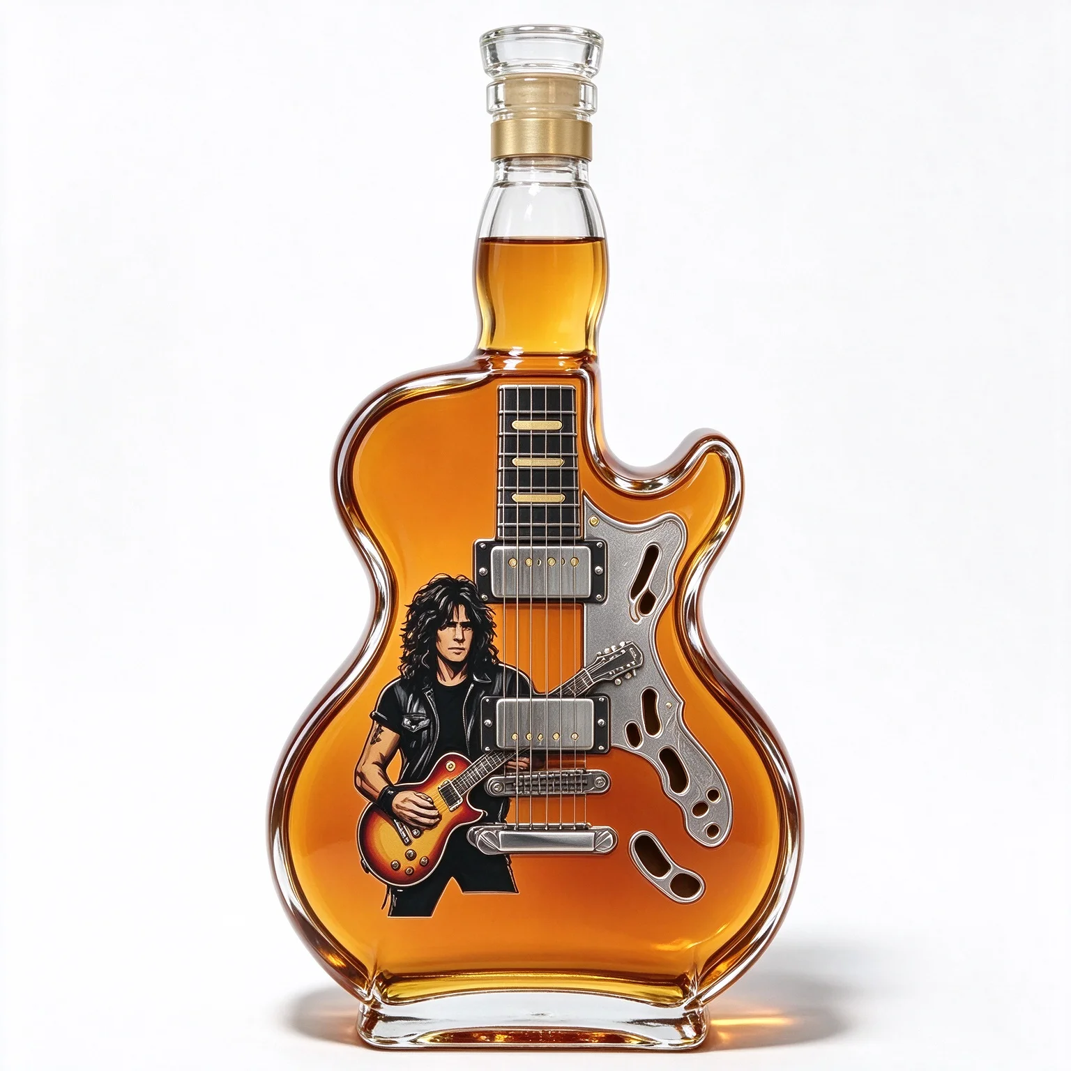 Rock Style Guitar Shape Whiskey Decanter Clear Glass Bottle Creative Alcohol Container for Home Bar Collection Music Lovers Gift