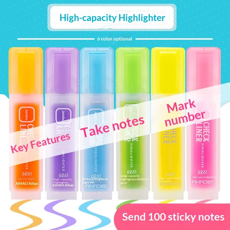 Einfacher Textmarker mit großer Kapazität, Keilspitze, sanften Farben, für flüssiges Schreiben, DIY-Graffiti, für Büro, Erwachsene, Markierungsset, Schreibwarenset