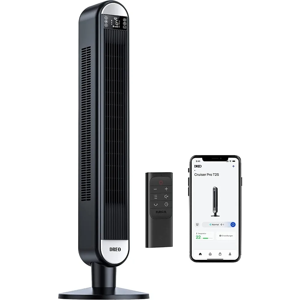 

90°Oscillating Fan for Bedroom Indoors,Voice Control Floor Fan with 12H Timer,42 Inch Quiet Bladeless Standing Fan,LED Display