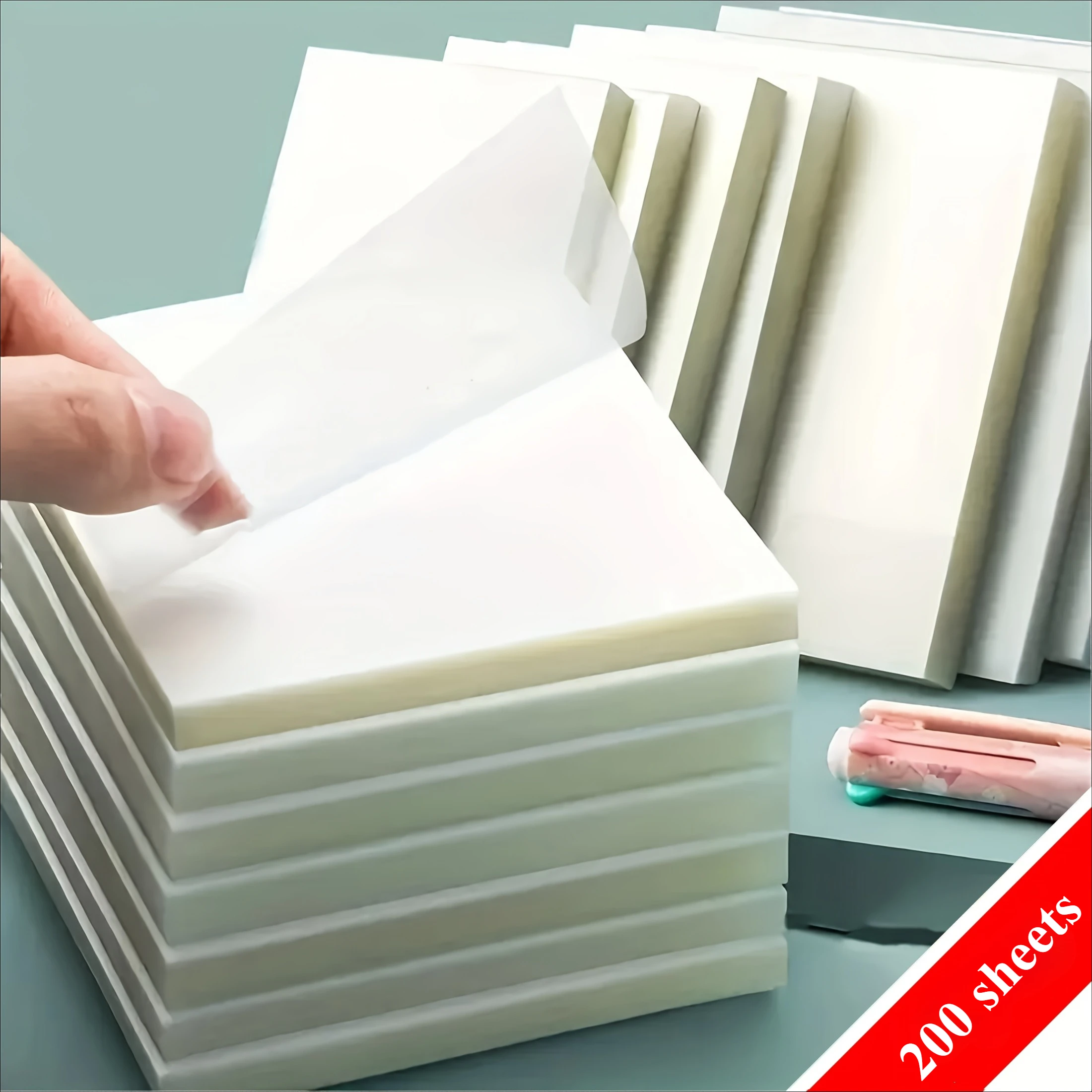 100 Transparent Sticky Notes Set, 2 Size Combinations, Smooth Writing, Self-adhesive Semi Transparent Notes for Book Annotation