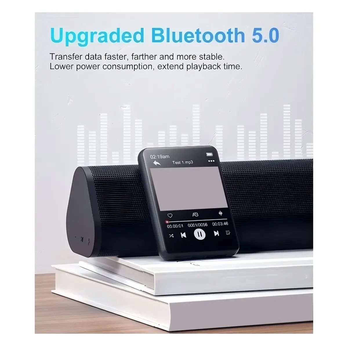32GB 2.4'' Touch Screen Bluetooth Mp3 Player with Built-in HD Speaker MP3 Player with FM Radio HiFi Voice Recording