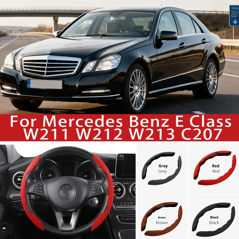 

For Mercedes Benz E Class W213 Car Steering Wheel Cover 38CM Anti-Slip Suede Steering Wheel Cover Auto Decoration Accessory