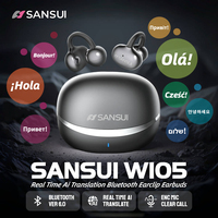 Sansui W105 Ai Translator Earclip Earphones 74 Language Translation Bluetooth 6.0 Headphone ENC Clear Calls TWS Wireless Earbud