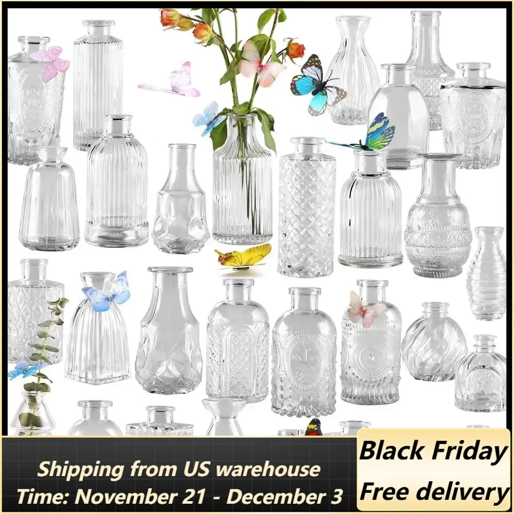 

Glass Bud Vases in Bulk Set of 30 Pcs,Small Glass Vases for Flowers as Wedding Centerpieces for Tables