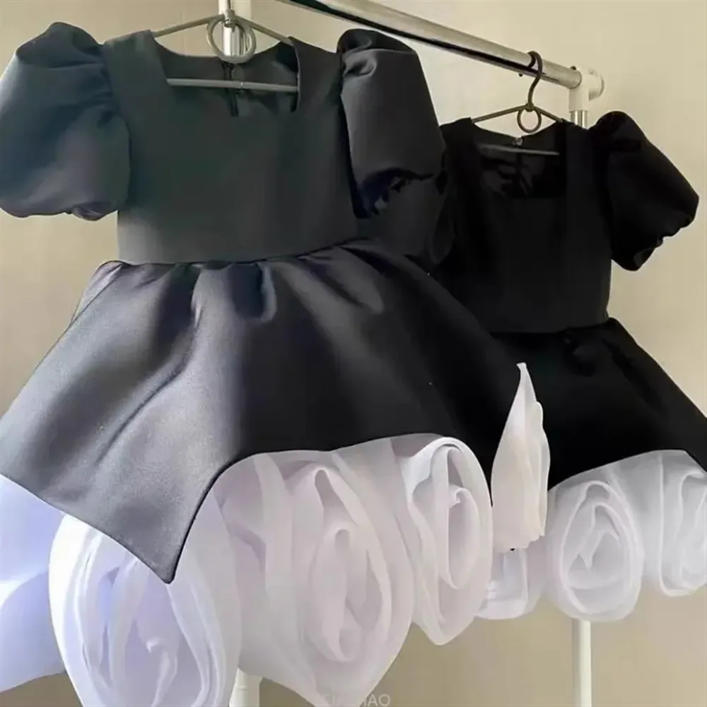 فستان زفاف فتاة الزهور بأكمام منتفخة مزهّرة فستان أطفال أنيق لحفلات أعياد الميلاد زي فيستدوس دي نوفيا #3