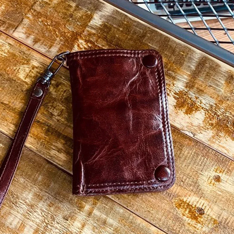 AETOO New European and American fashionable leather wallet, short card case, casual cowhide clutch, suitable for both men and wo