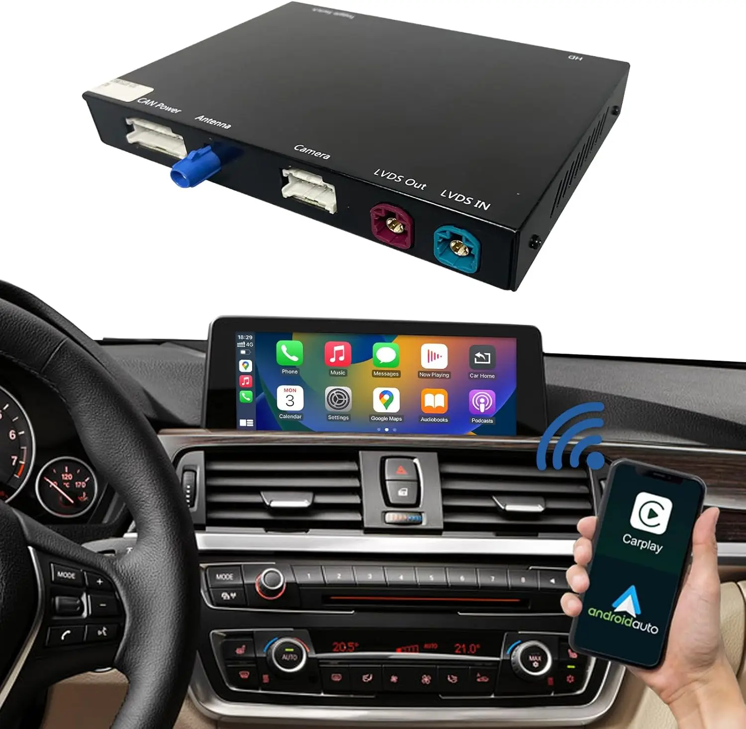 Wireless Carplay Android Auto for BMW 3 4 5 Series X3 X4 X5 X6 2012-2016 Year with NBT System, Carplay Retrofit Kit Dec