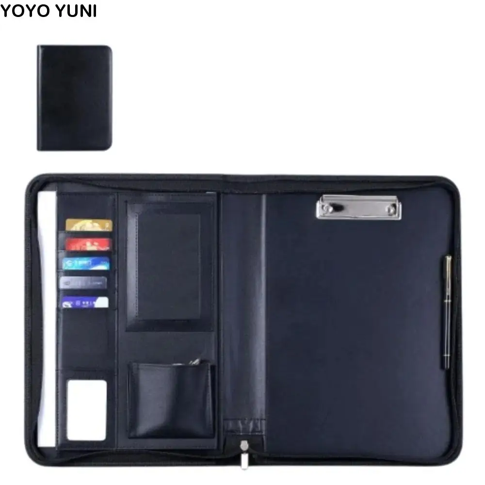 

PU Leather Business Key Storage Bag Multifunctional Large Capacity Business Manager Clip Card Slots Pen Insert