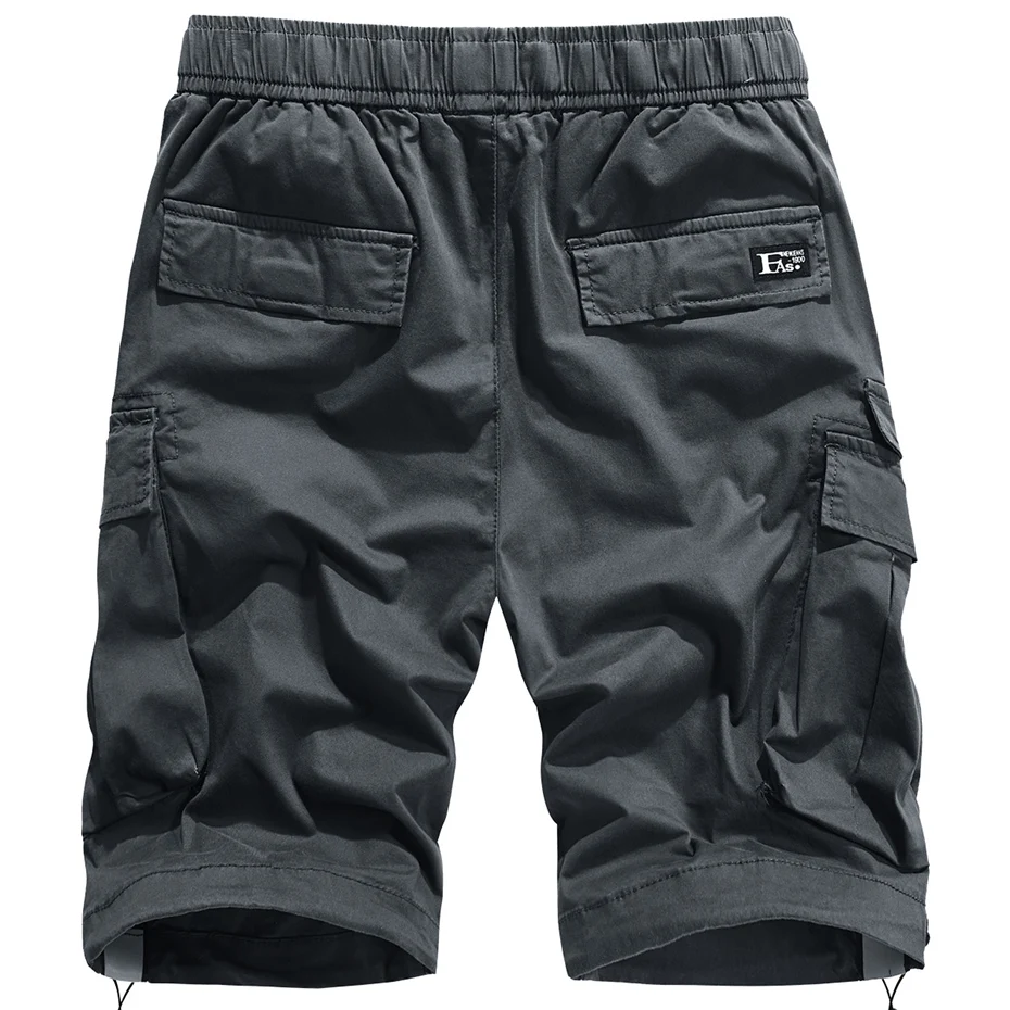 Mens Cargo Shorts Streetwear Ribbon Pockets Techwear Shorts Summer Military Tactical Black Short Pants Harajuku Function Bottoms