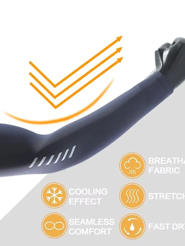 AliExpress NONE Cooling Ice Silk Arm Sleeves UV Protection Breathable Stretchy Compression Sleeves Cycling  Running Driving Anti Slip Arm Covers