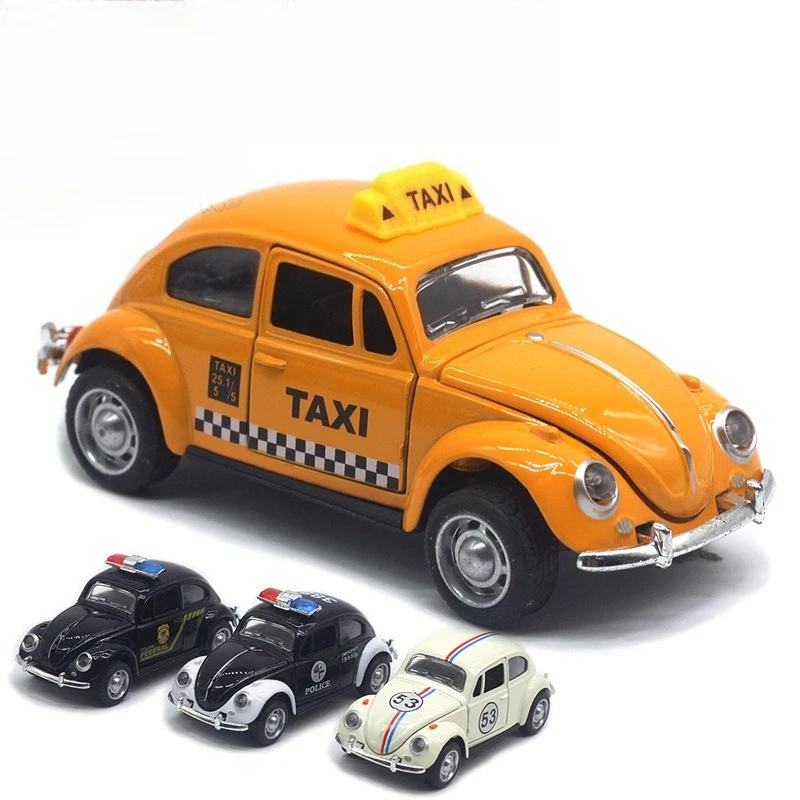 1:32 Beetle Alloy Car Diecasts Modello giocattolo classico in metallo con veicoli con funzione pull back per regali per bambini