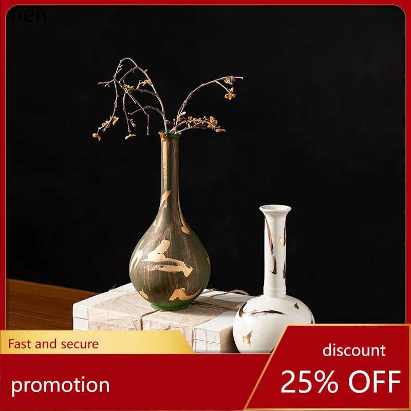 

CZ White Gilded Flower Arranger Celestial Globe Vase Model Room Tea Table Tea Desk Ornament Vase