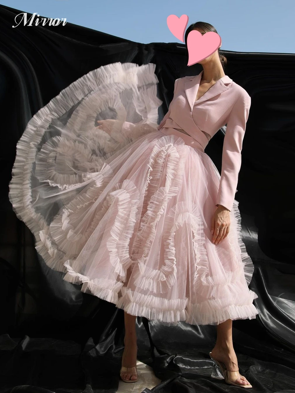 Mirror Dress Elegant Vintage Sweet Pink A-Line Ruffle V-Neck Customize Formal Occasion Prom Dress Evening Party Gowns