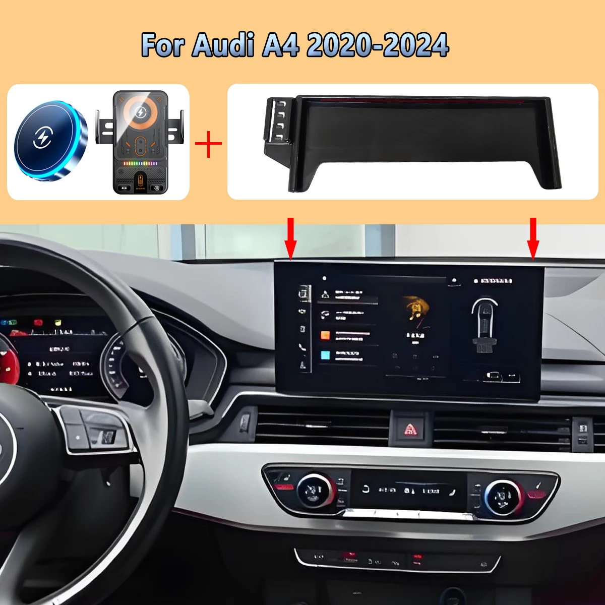 

Car Phone Screen Holder For Audi A4 B9 2020 2021 2022 2023 2024 Magnetic Wireless Charging Car Phone Display For MagSafe Mount