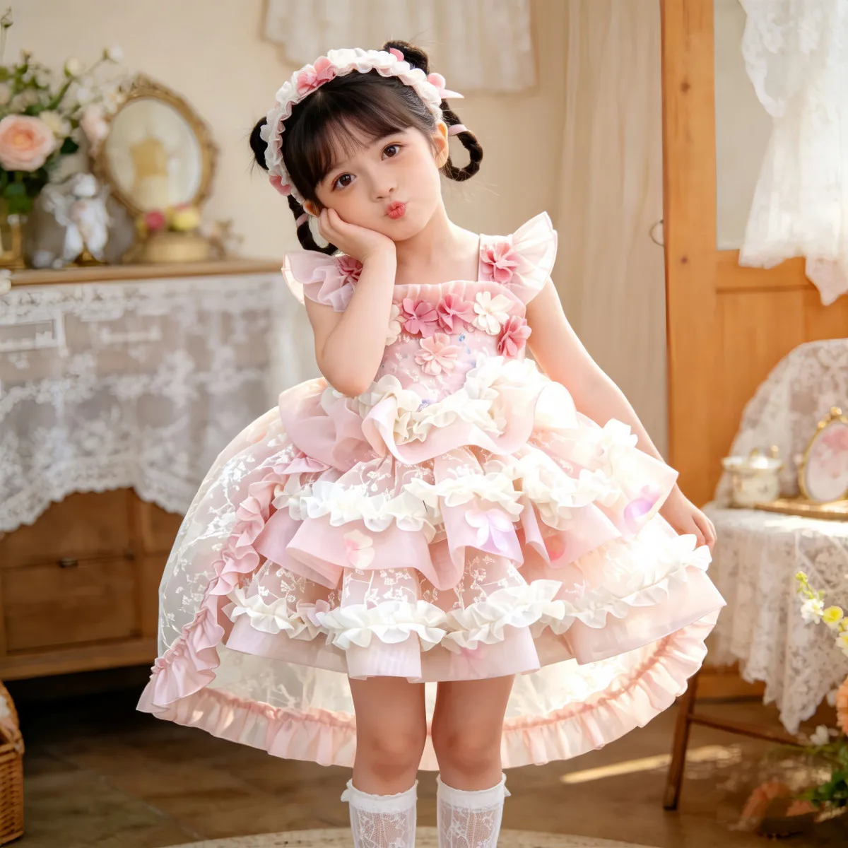Girl Lolita Dress Summer New Collection Children's Baby Pongsa Birthday Princess Dress 100-150cm