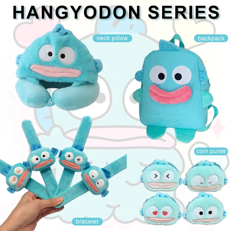 Hangyodon – sac à dos amusant de grande capacité pour étudiant, sac de changement avec lanière en peluche, oreiller de cou à capuche, jouet pour enfants, Bracelet