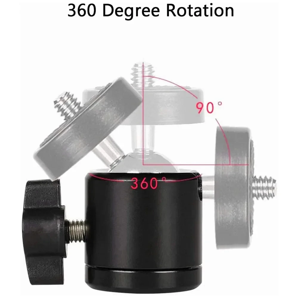 Imagen 5: Adaptador universal de montaje para trípode con tornillo de bola giratorio de 1/4 para cámaras Go Pro, DSLR, videocámaras, soporte de luz y accesorios de cámara.