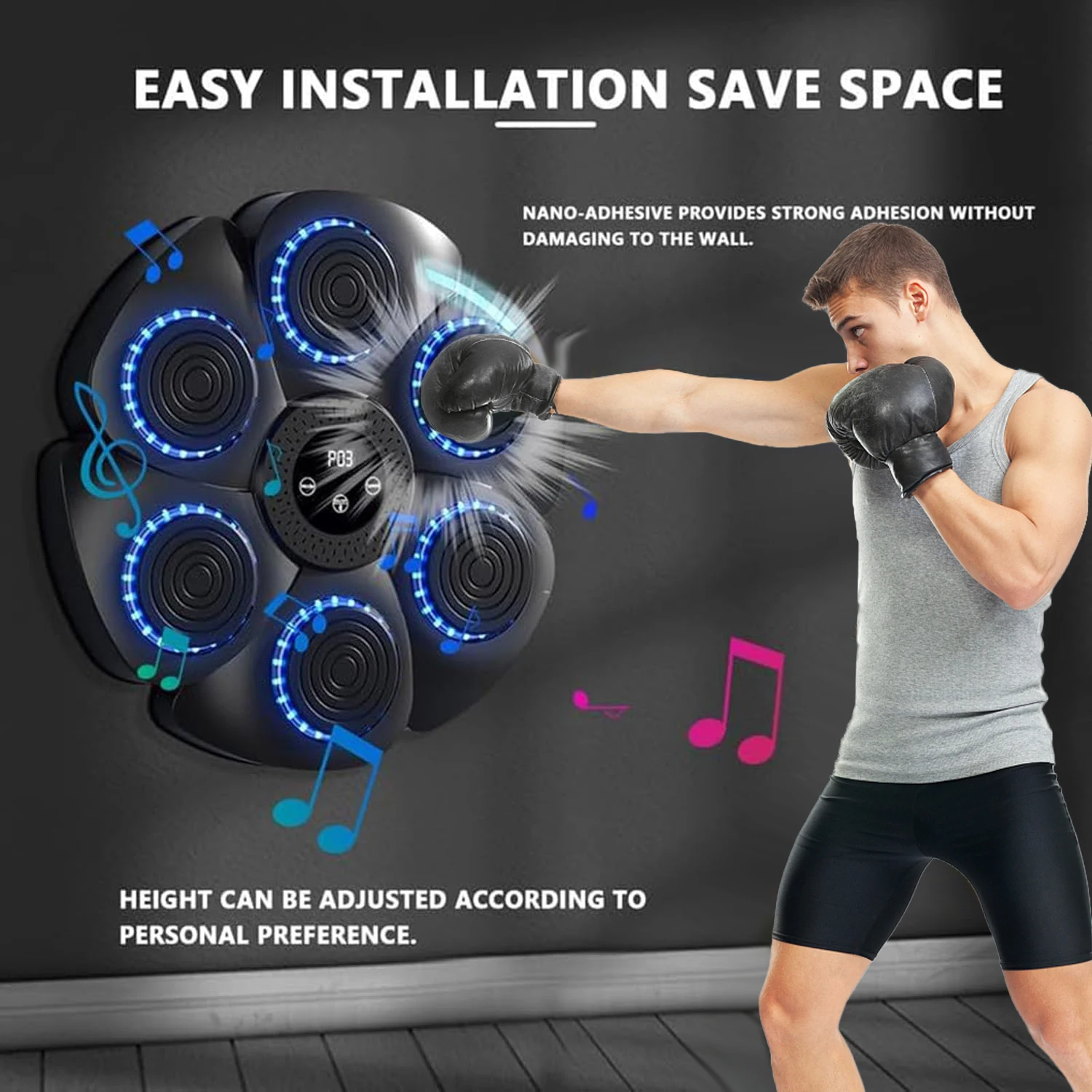 Smart Music Boxing Machine Bluetooth Wall Mounted Music Boxing Trainer Gym Home Electronic Boxing Target Punching Equipment