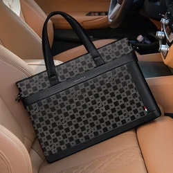 Leather briefcase men crossbody business trip horizontal simple large capacity handbag shoulder bag fashion