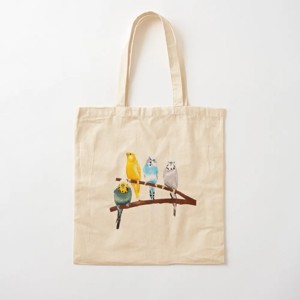 Four Budgies watercolour Tote Bag hand bag ladies Women's bags Handbags women shopper bags