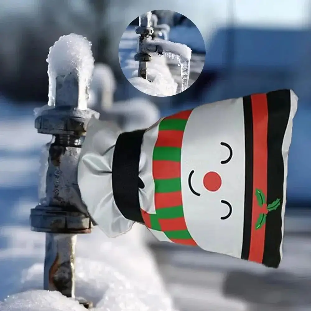 Christmas Snowman Outdoor Faucet Cover Reusable Waterproof Garden Faucet Freeze Protection Sock Frost Protection Cover