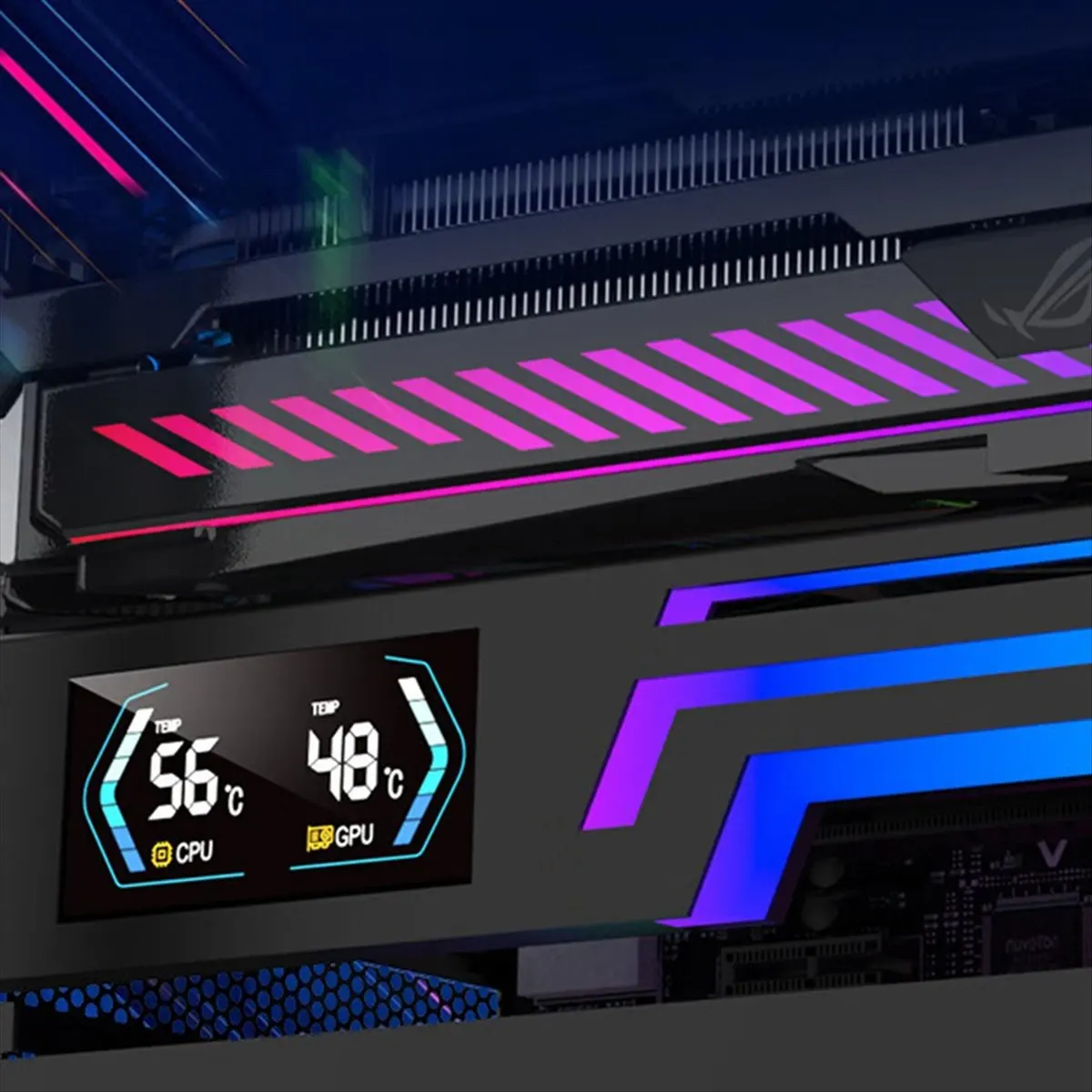 Z-X6 Temperature Display Graphics Card Bracket 5V 3PIN ARGB AURA SYNC Graphics Card VGA Holder Height Adjustable