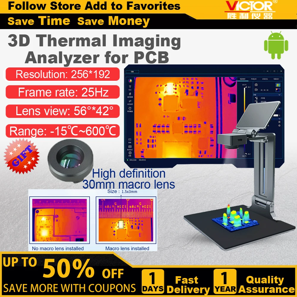 

VICTOR380S Thermal Imaging 256X192 3D Analyzer for PCB Circuit Leakage Short Inspect Computer Phone Repair Thermal Camera Imager