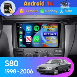 Android 14 Car Radio GPS For Volvo S80 1 1998 1999 2000 - 2006 Carplay Auto Navigation 2 Din Video DSP Stereo WIFI+4G DVD Player