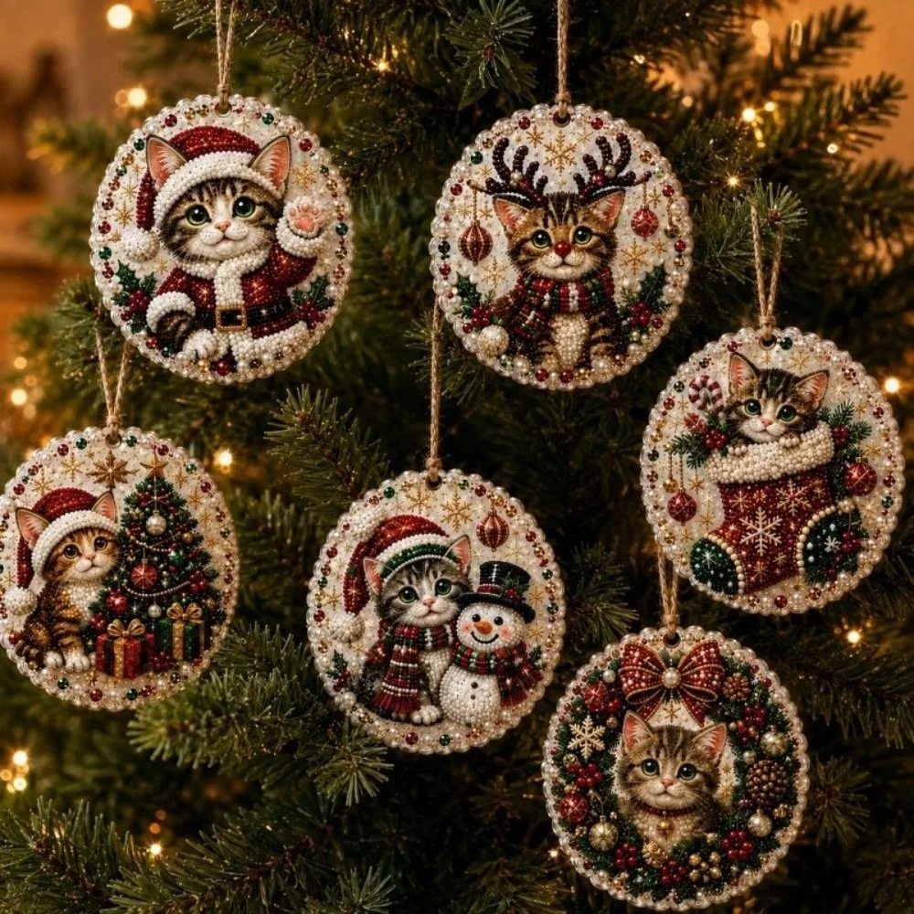Winter Acrylic Diamond Painting Kits Festive Sparkle Christmas Ornaments Entry-level Handmade Craft DIY Hanging Pendant Office