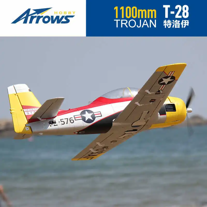 

Blue Arrow 1100 мм T-28 Модель с дистанционным управлением Истребитель Собранная модель самолета с фиксированными крыльями Однокрылый электрический самолет T28