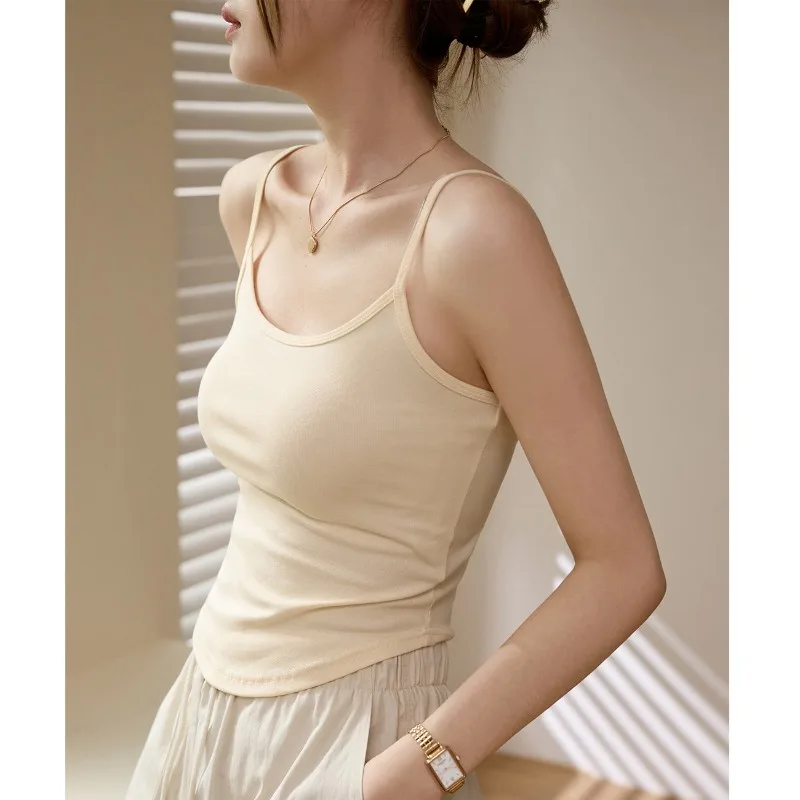 Chaleco camisola de algodón puro para mujer, ropa de verano al aire libre, nuevo deseo curvo sexy y puro para usar en el interior