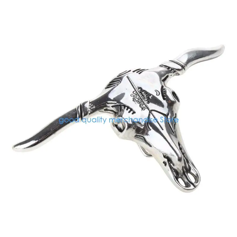 Y5JD الثور الجمجمة شكل حزام مشبك الكبار للجنسين الملابس والاكسسوارات قبعات رعاة البقر الغربية مشبك للكبار حزام خصر DIY لوازم