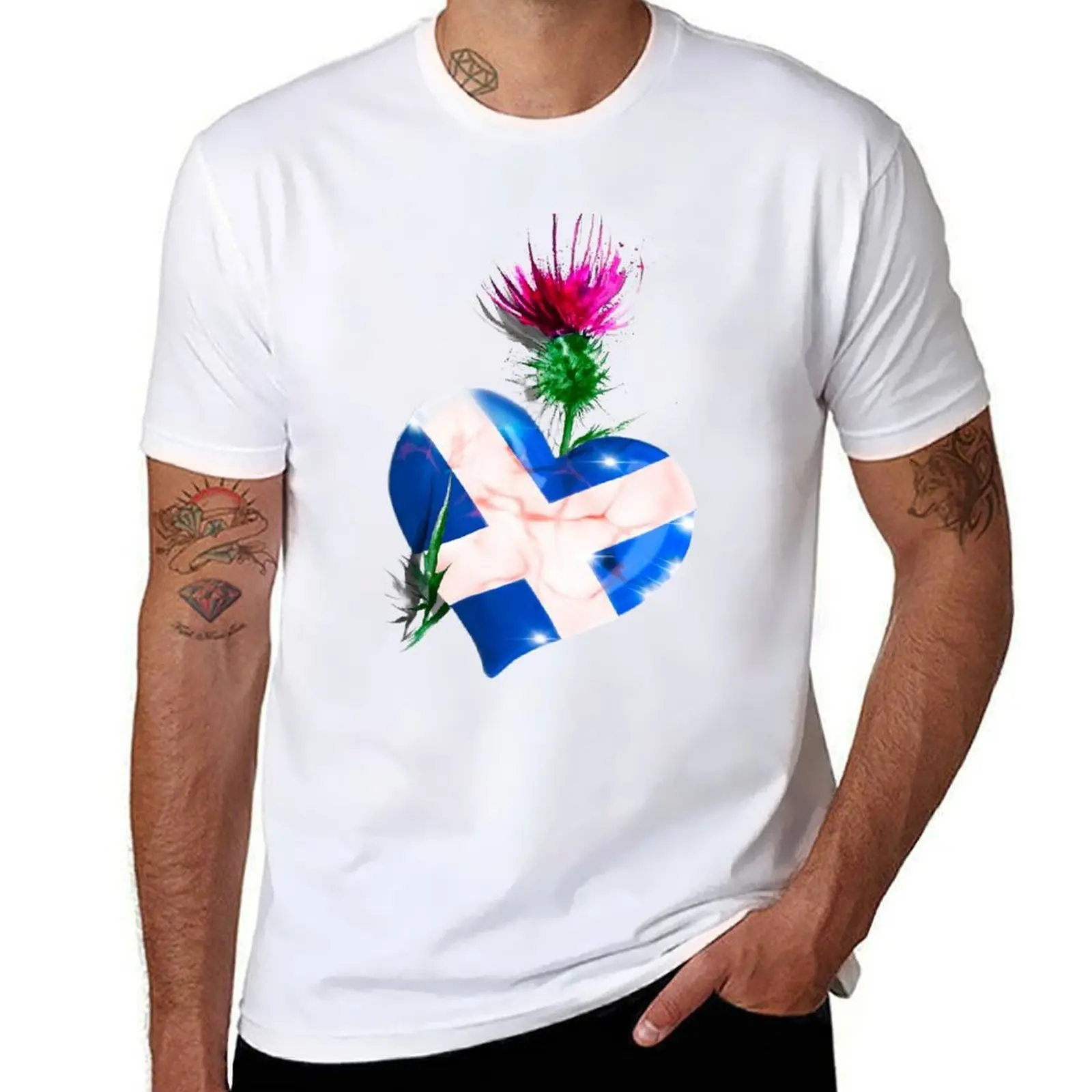 

Scottish flag in heart & thistle T-Shirt man t shirt graphic t shirts for man graphic vintage T-Shirt