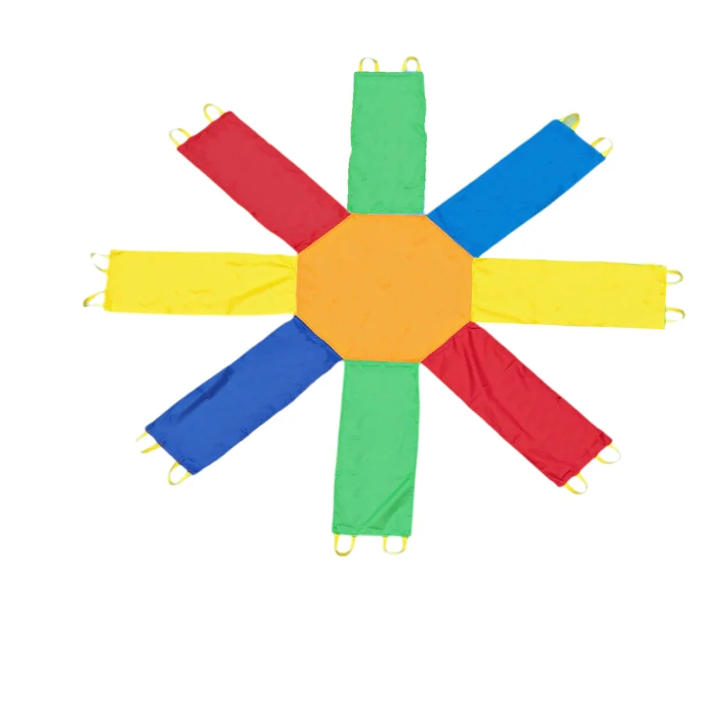 Juego al aire libre, juguete de paracaídas, paraguas octogonal de arcoíris, deportes sensoriales, equipo cooperativo, edificio, Kinder Spiele, Juguetes Divertidos