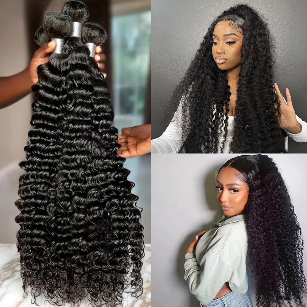 

Наращивание вьющихся волос Человеческие волосы 1, 2, 3 шт. Свободные волнистые пучки Натуральные черные глубокие волны Наращивание волос Девственные необработанные человеческие волосы 100