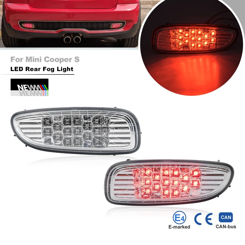 

Rear Bumper Red Led Fog Lights for BMW Mini John Cooper Works R56 R57 R58 R59 2006 2007 08 09 10 11 12 13 Canbus Driving Lamps