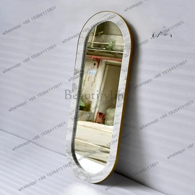 

light luxury marble full-body mirror wall-mounted wall-attached full-length mirror home fitting floor