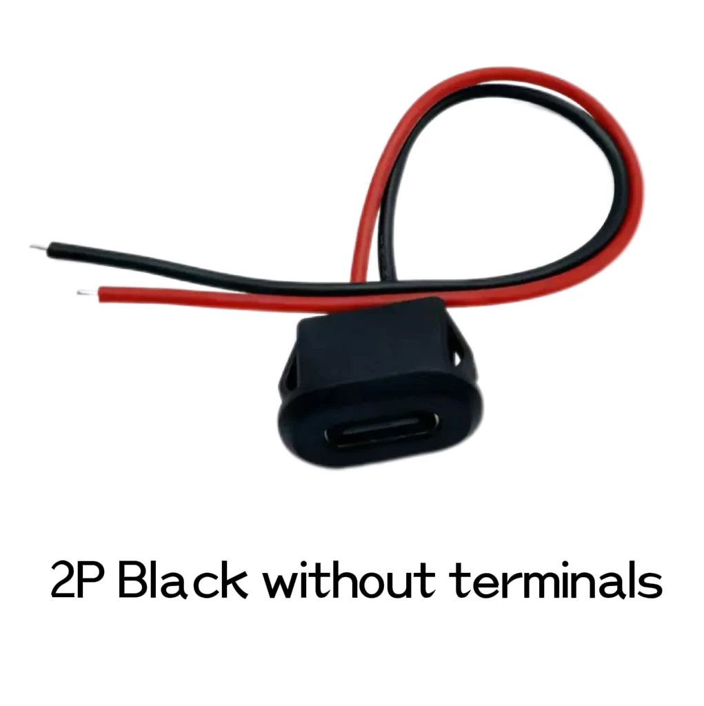 Waterdichte USB-C vrouwelijke connector, Type-C 2-pins oplaadpoort 3A, voedingskabel verlenging, directe klembevestiging, ideaal voor smartphones, tablets, industriële apparatuur en duurzame