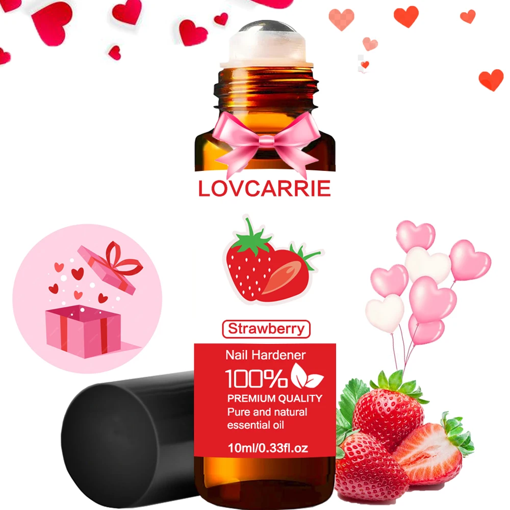 LOVCARRIE Strawberry Essential Oil Roller Natural Cuticle Oil 10ML Nail Hardener Healthy Repair Manicure Nail Art Women Gifts