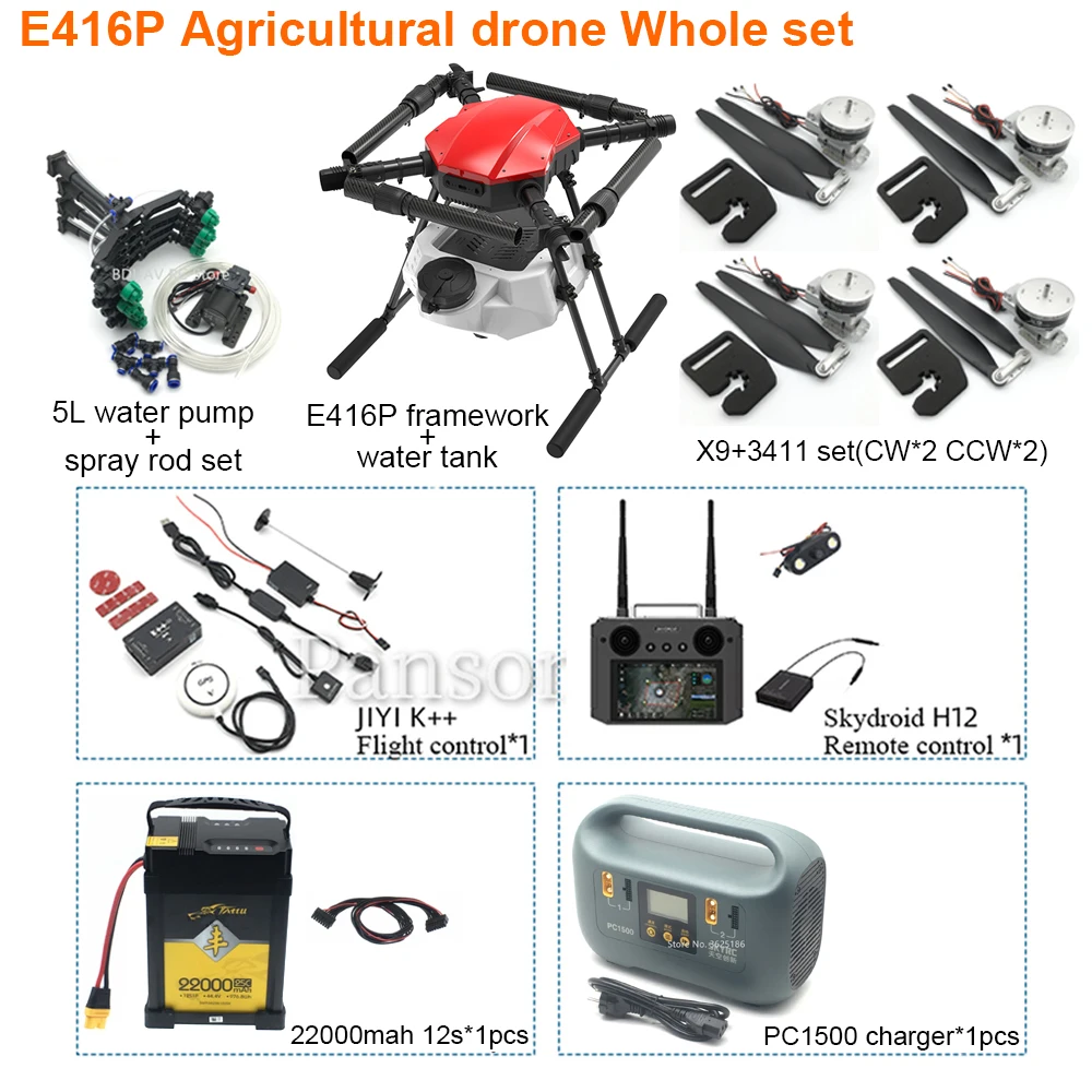 Whole set EFT E416P E616P 16L 16kg Agricultural spray frame kit four-axis Folding Quadcopter with Hobbywing X9 power system