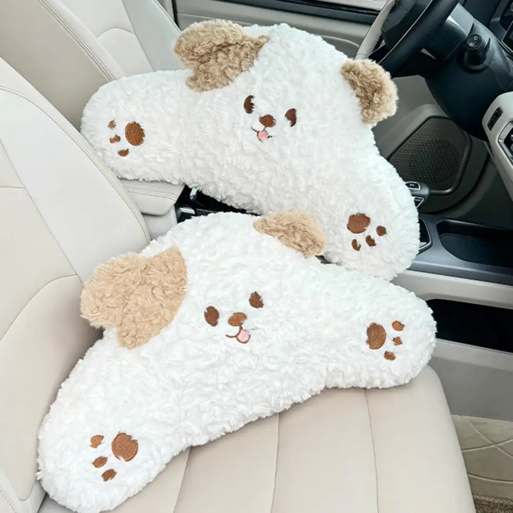 Almohada bonita para reposacabezas de perro, almohada de felpa con soporte para el cuello, compañero de viaje suave y acogedor, cojín para el cuello de perro de dibujos animados, almohada para coche de invierno